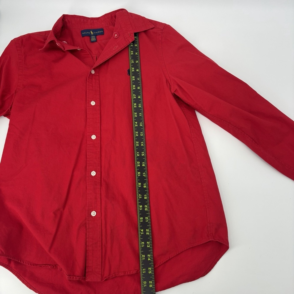 Ralph Lauren Red Button Up Dress Shirt Boys XL 18-20 Long Sleeve Pony Logo - Picture 6 of 8